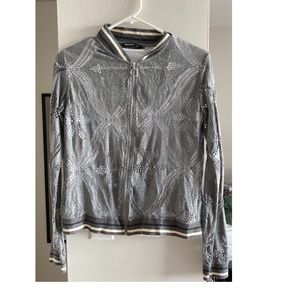 Desigual gray cut out jacket with white shirt